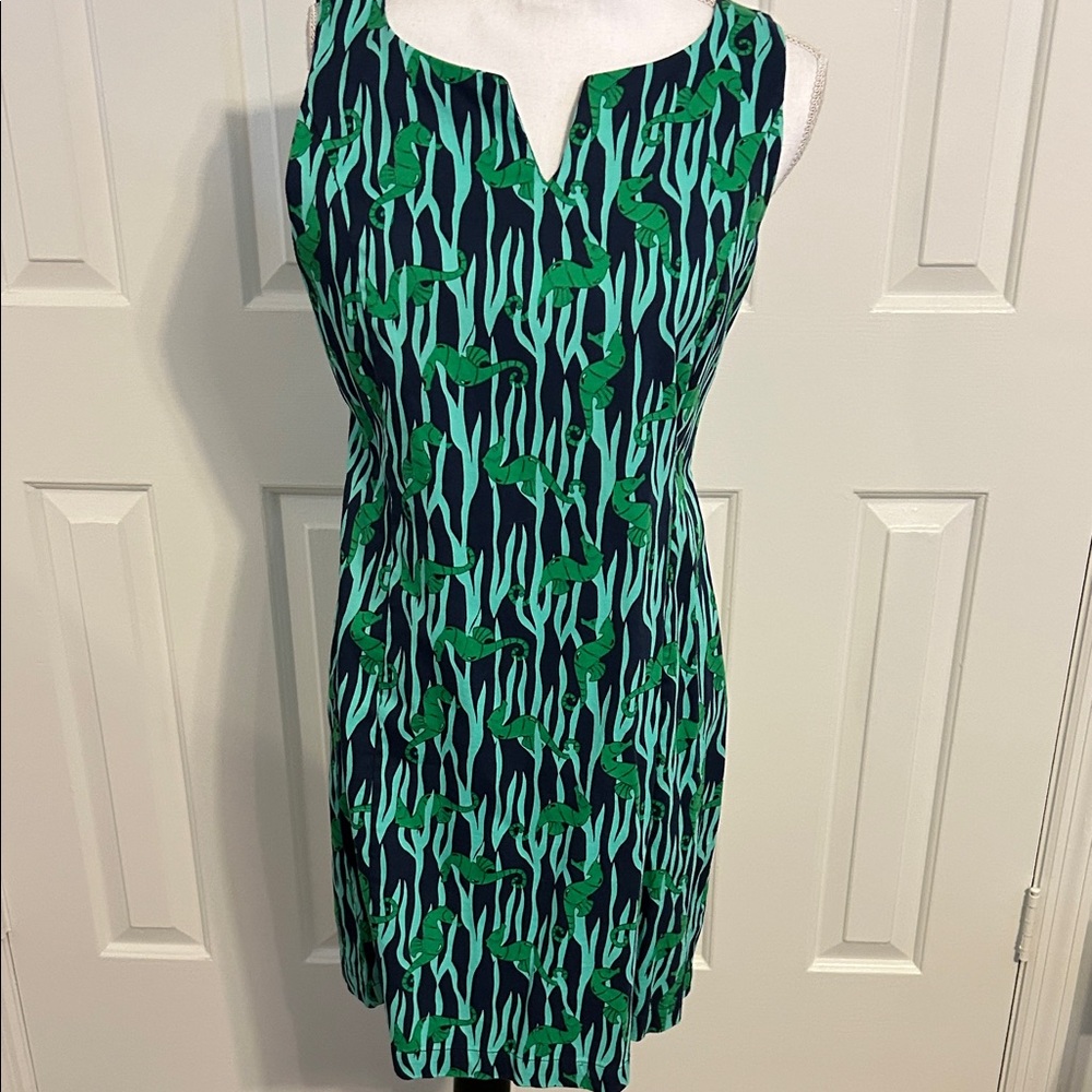 Green and Black Patterned Sleeveless Dress